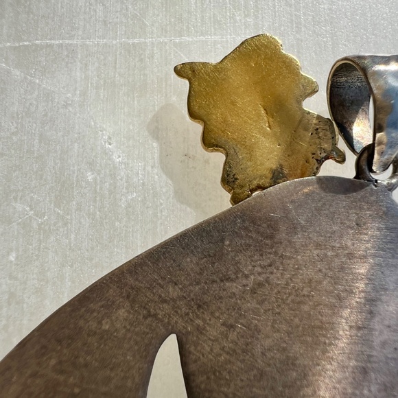 Vintage Sterling Silver & 18K Gold Om Ganesh Pendant India Artisan Jewelry - Picture 10 of 15